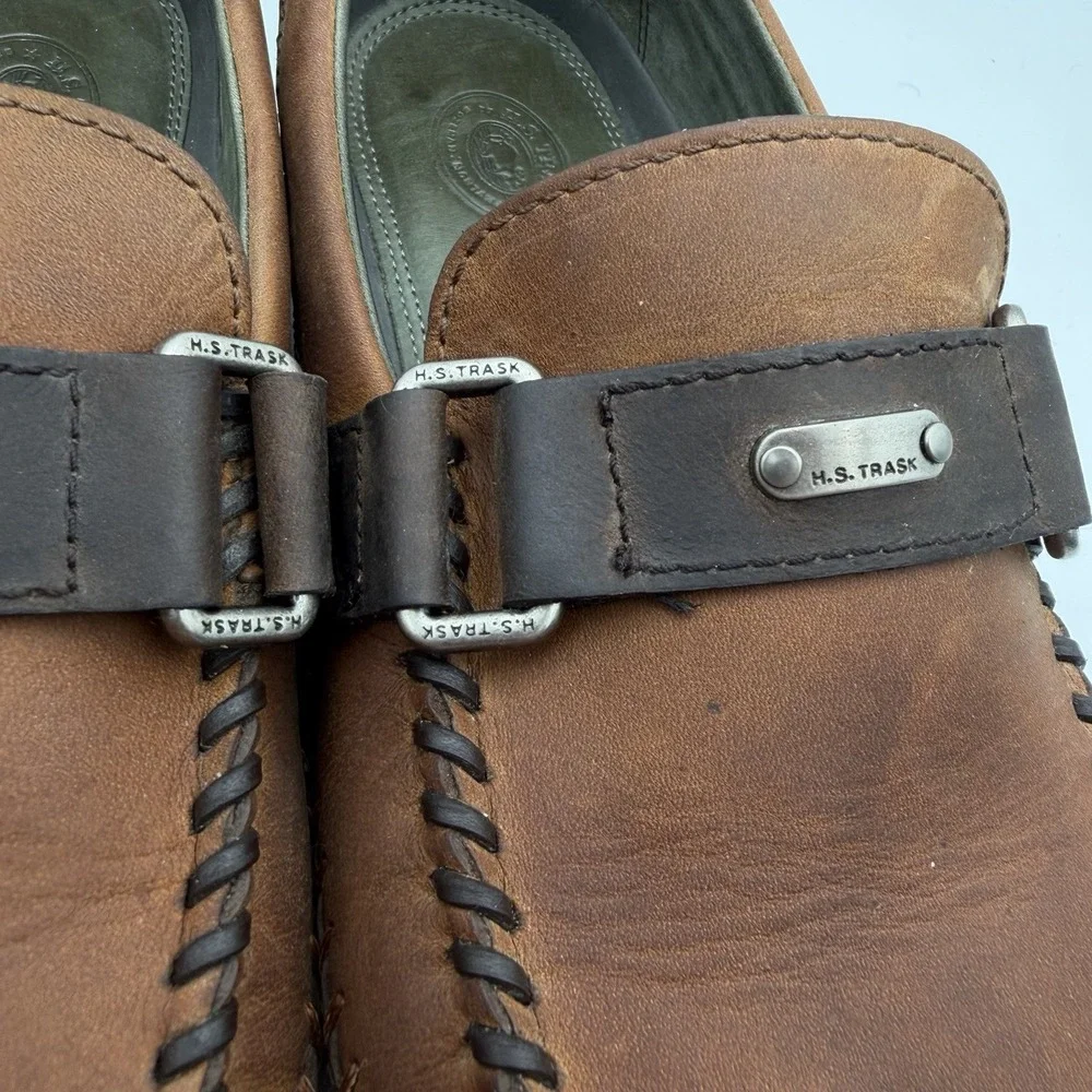 H.S. Trask Cobbler driving loafers men's 11.5 M cognac brown leather moc toe